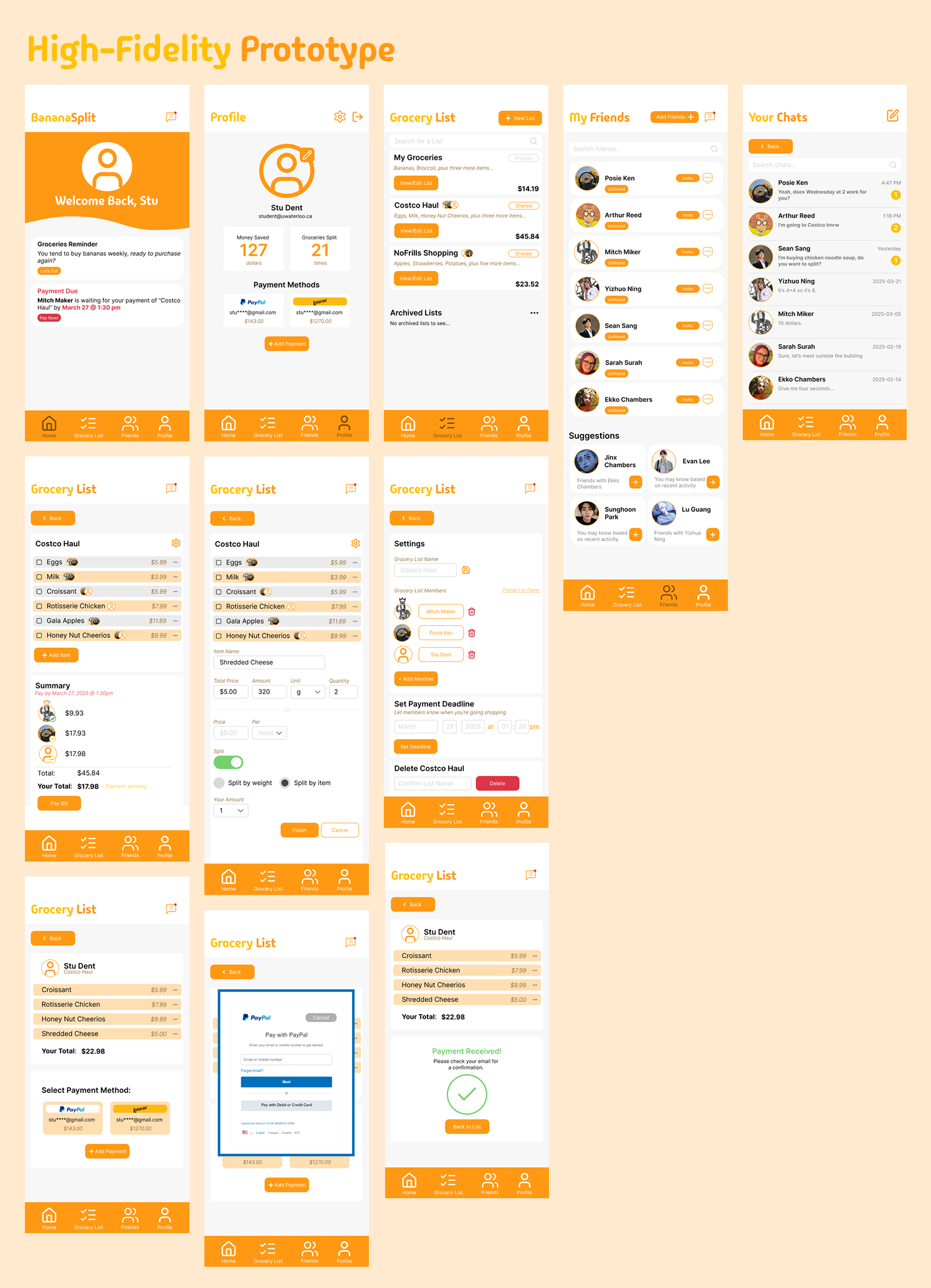Banana Split High-Fidelity Mockup